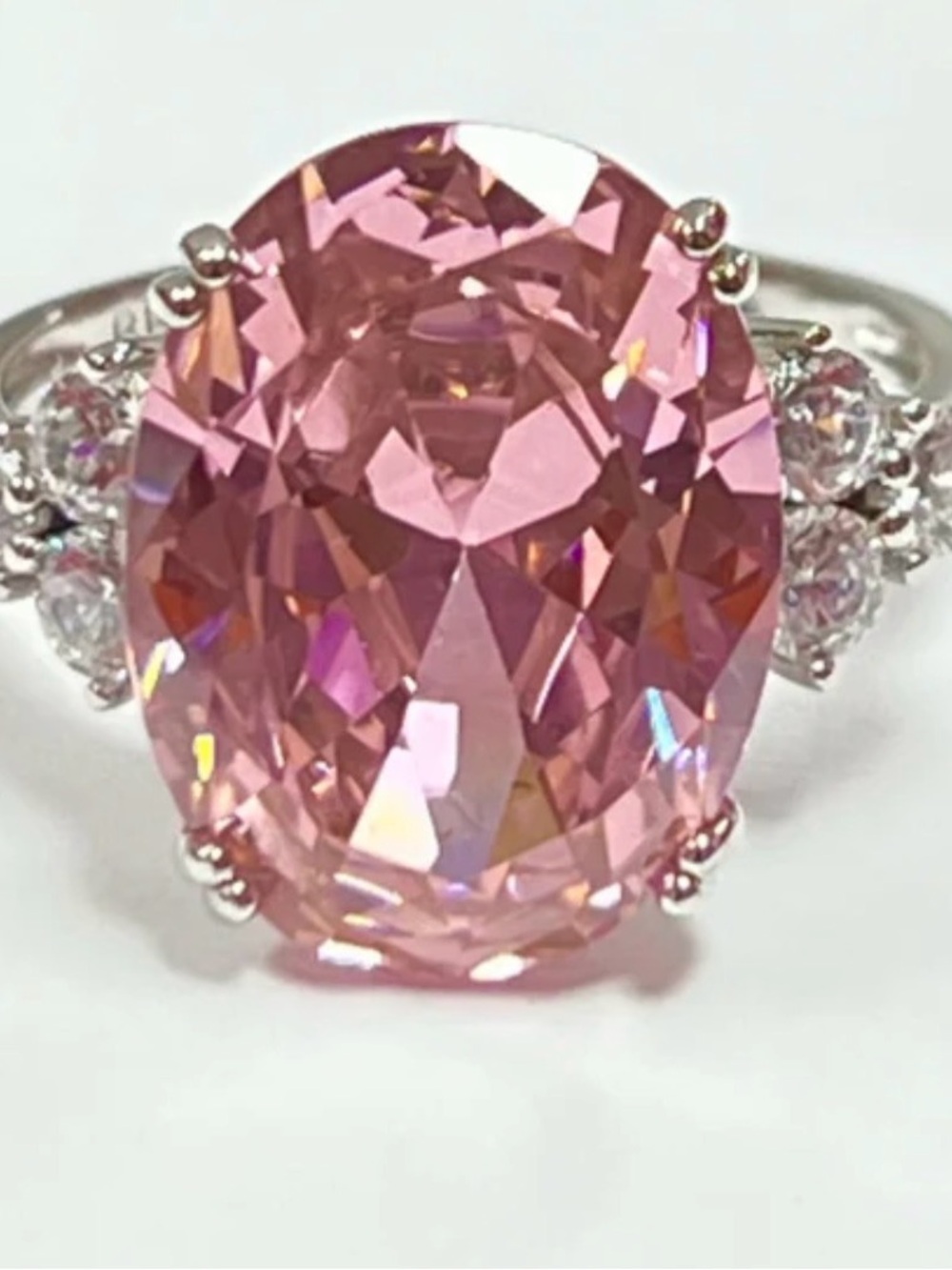 Sterling Silver Pink CZ Size 8 JTV